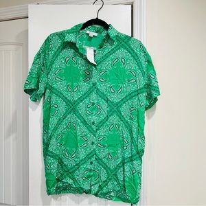 Topshop Paisley Oversized Green Shirt! Size 4